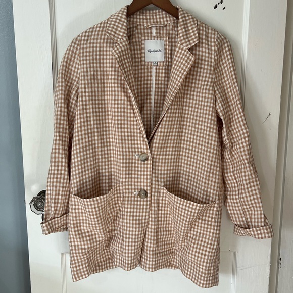 Madewell Jackets & Blazers - Madewell Women's Beige Checkered Jacket